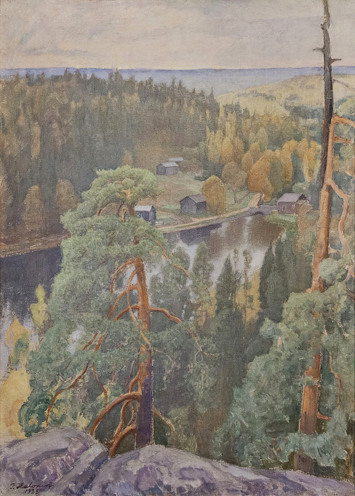 Pekka Halonen, Syysmaisema Kuhmoisista, öljy 1928 Pekka Halosen seura/ Matti ja Leena Toivakan kokoelma